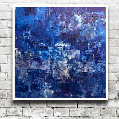 Blue oil painting by Carol Burns