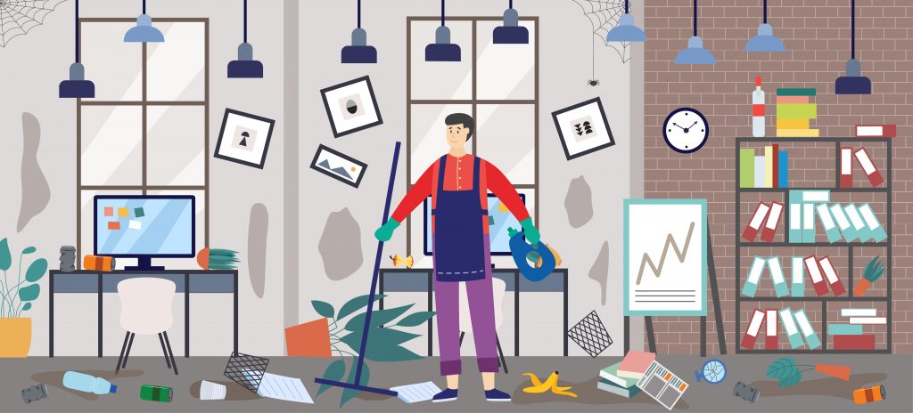 untidy office illustration
