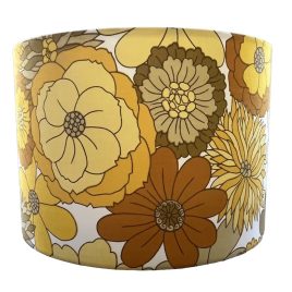 Lampshade in 1960s vintage yellow/brown floral material