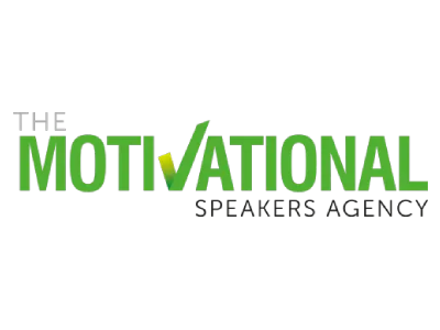 Logo of the Motivational Speakers Agency. Green and Grey
